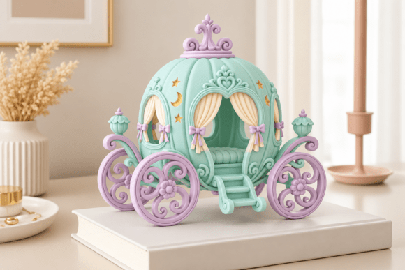 Fairytale Princess Carriage STL Model – Fantasy 3D Printable Decor File - Image 1