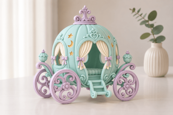 Fairytale Princess Carriage STL Model – Fantasy 3D Printable Decor File - Image 2