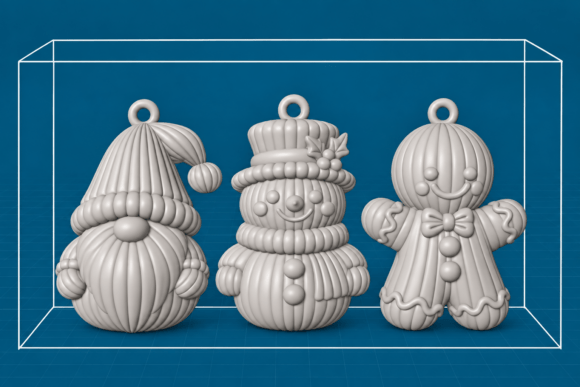 Festive Christmas Keychain STL – Santa Gnome, Snowman & Gingerbread 3D Print Files - Image 2