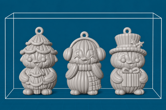Festive Penguin Keychain STL – 3 Christmas Penguin 3D Print Files - Image 2