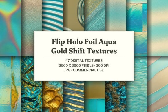 Flip Holo Foil Aqua Gold Shift Texture