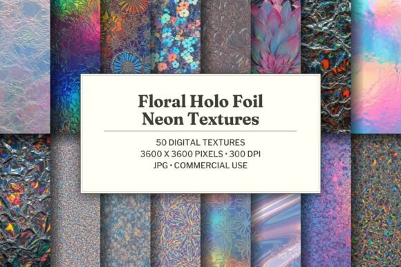 Floral Holo Foil Neon Texture