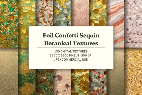 Foil Confetti Sequin Botanical Texture