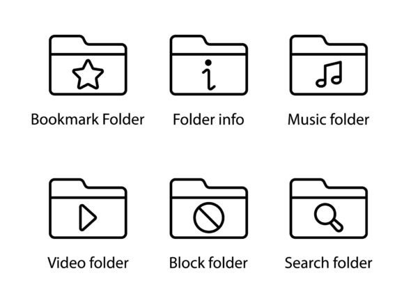 Folders Line Icon Set 1