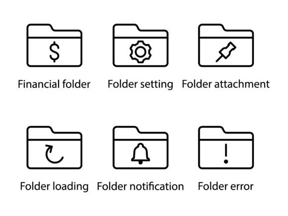 Folders Line Icon Set 2