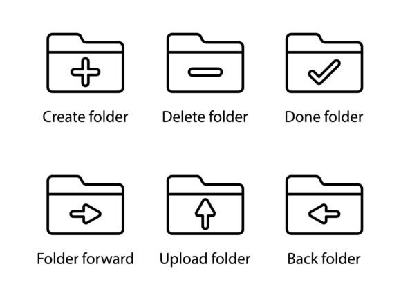 Folders Line Icon Set 4