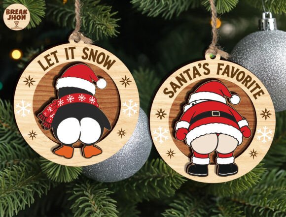 Funny Christmas Ornament SVG Bundle (Design 2) laser cut file