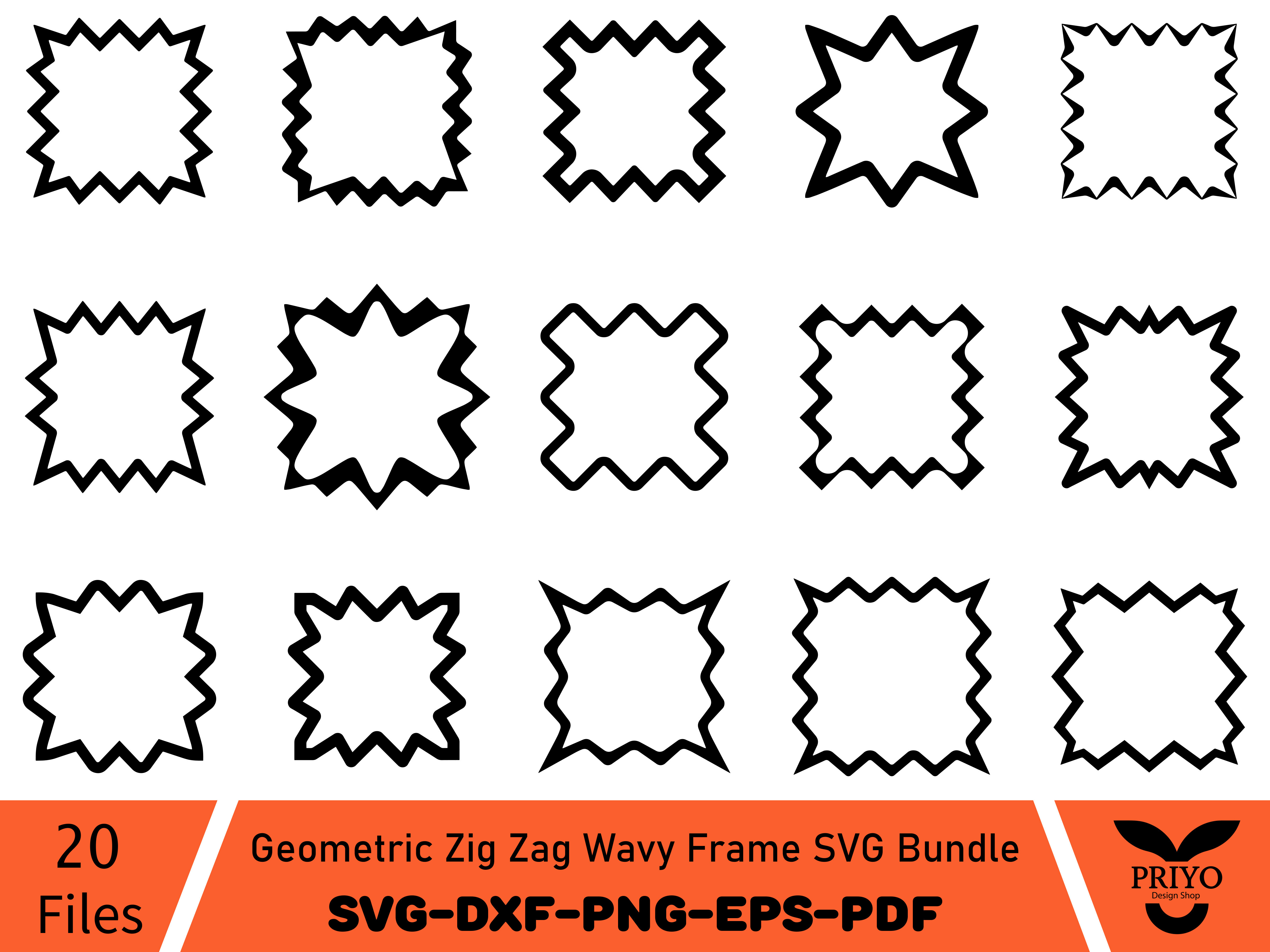 Geometric Zig Zag Wavy Frame SVG Bundle