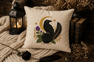 Gothic Raven Rose Embroidery Design · Creative Fabrica