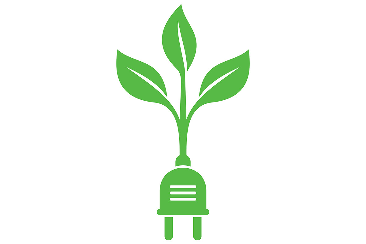Green Power Plug Leaf Icon