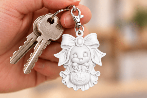 Halloween Witch Girl Keychain 3D STL File – Spooky Cute 3D Print Model - Image 3