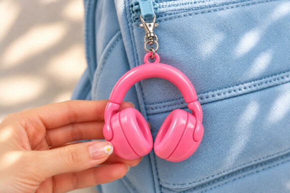 Headphone Charm Keychain STL – 3D Printable Music Lover Keyring Model - Image 1