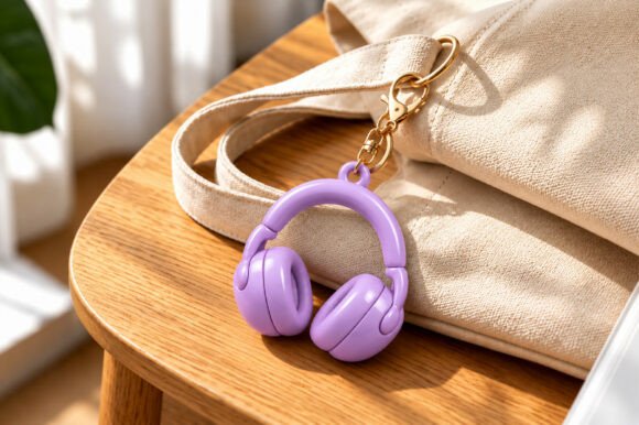 Headphone Charm Keychain STL – 3D Printable Music Lover Keyring Model - Image 2