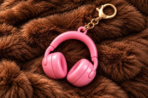 Headphone Charm Keychain STL – 3D Printable Music Lover Keyring Model - Image 3