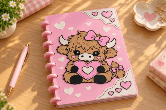 Highland Cow Disc Bound Journal Book Cover 3MF – 3D Print File - Image 2