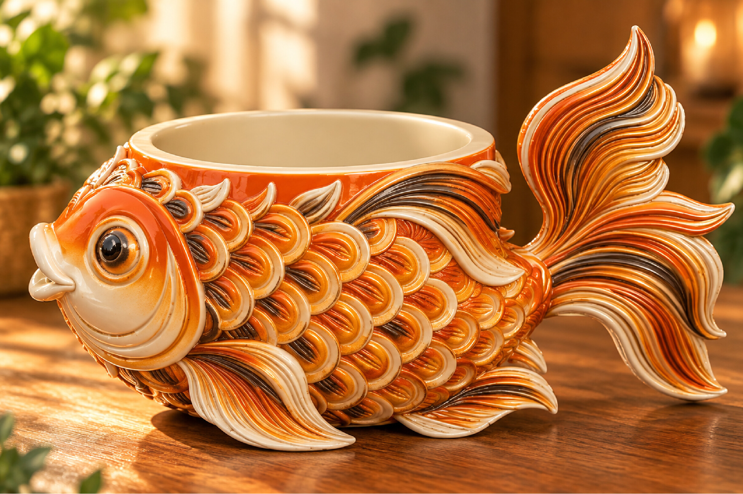 Koi Fish Planter Pot 3D STL – Printable Succulent Pot & Fish Sculpture - Image 4