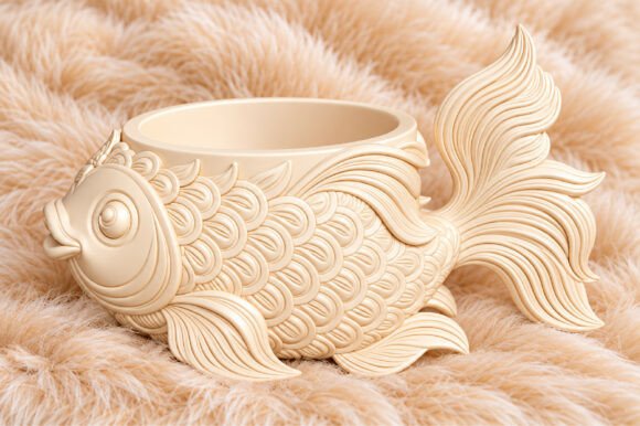 Koi Fish Planter Pot 3D STL – Printable Succulent Pot & Fish Sculpture - Image 2