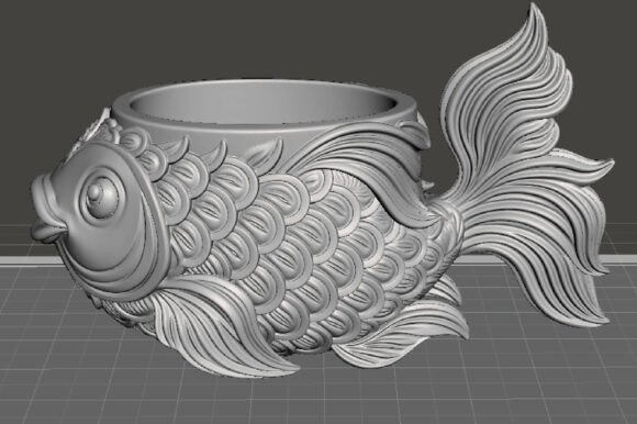 Koi Fish Planter Pot 3D STL – Printable Succulent Pot & Fish Sculpture - Image 3