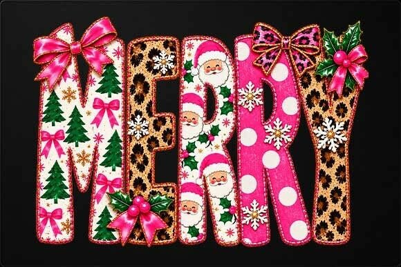 Leopard Pink Christmas MERRY PNG