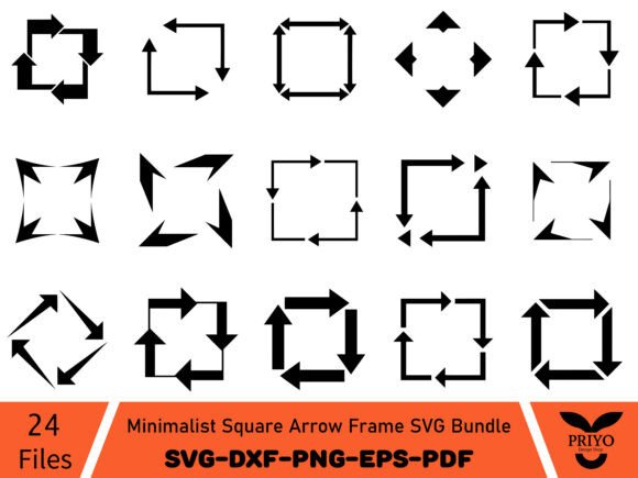 Minimalist Square Arrow Frame SVG Bundle