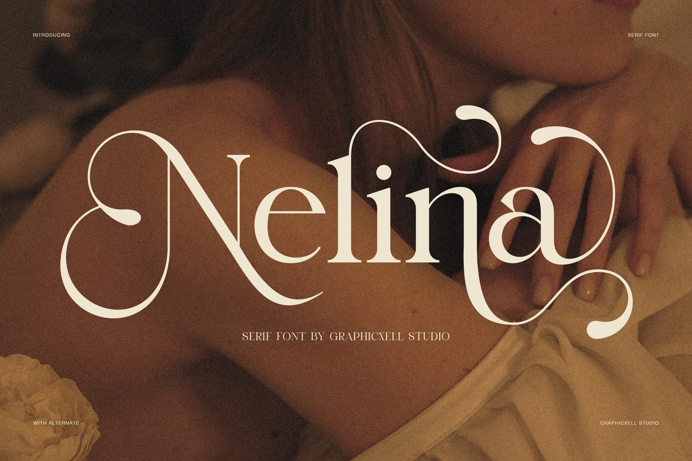 Nelina font preview, formal serif for certificate titles
