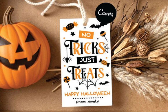 No Tricks Just Treats Tag Canva Template