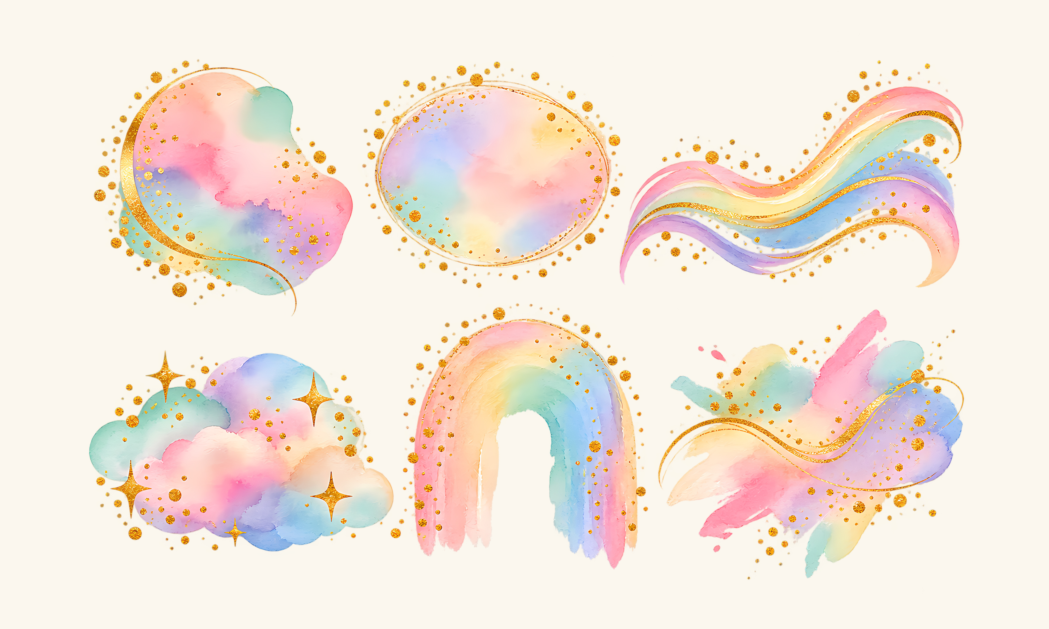 Pastel Rainbow Watercolor Bundle