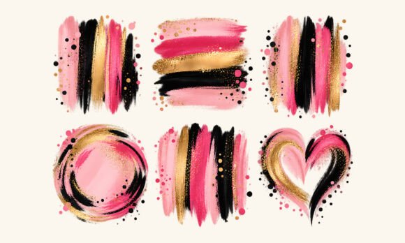 Pink Black Gold Brush Strokes