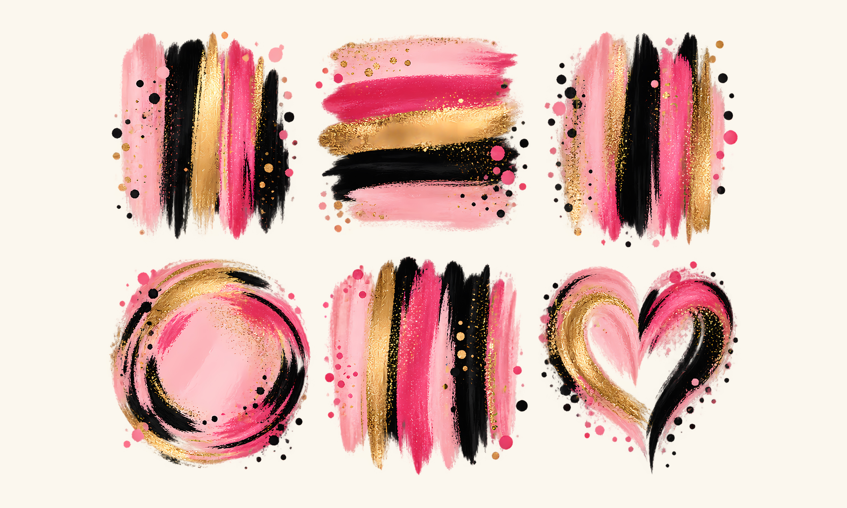 Pink Black Gold Brush Strokes