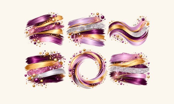 Purple Gold Glitter Brush Strokes