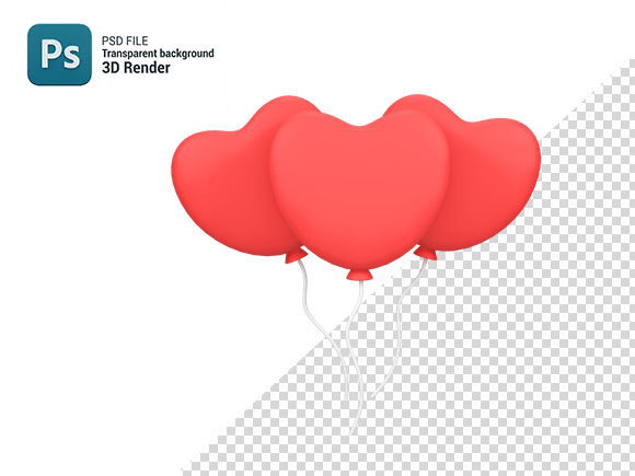 Red Love Balloon Isolated 3d Render Icon