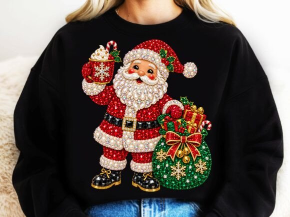 Rhinestone Christmas Santa Claus PNG. Graphic Graphic Templates By Trendy Creative