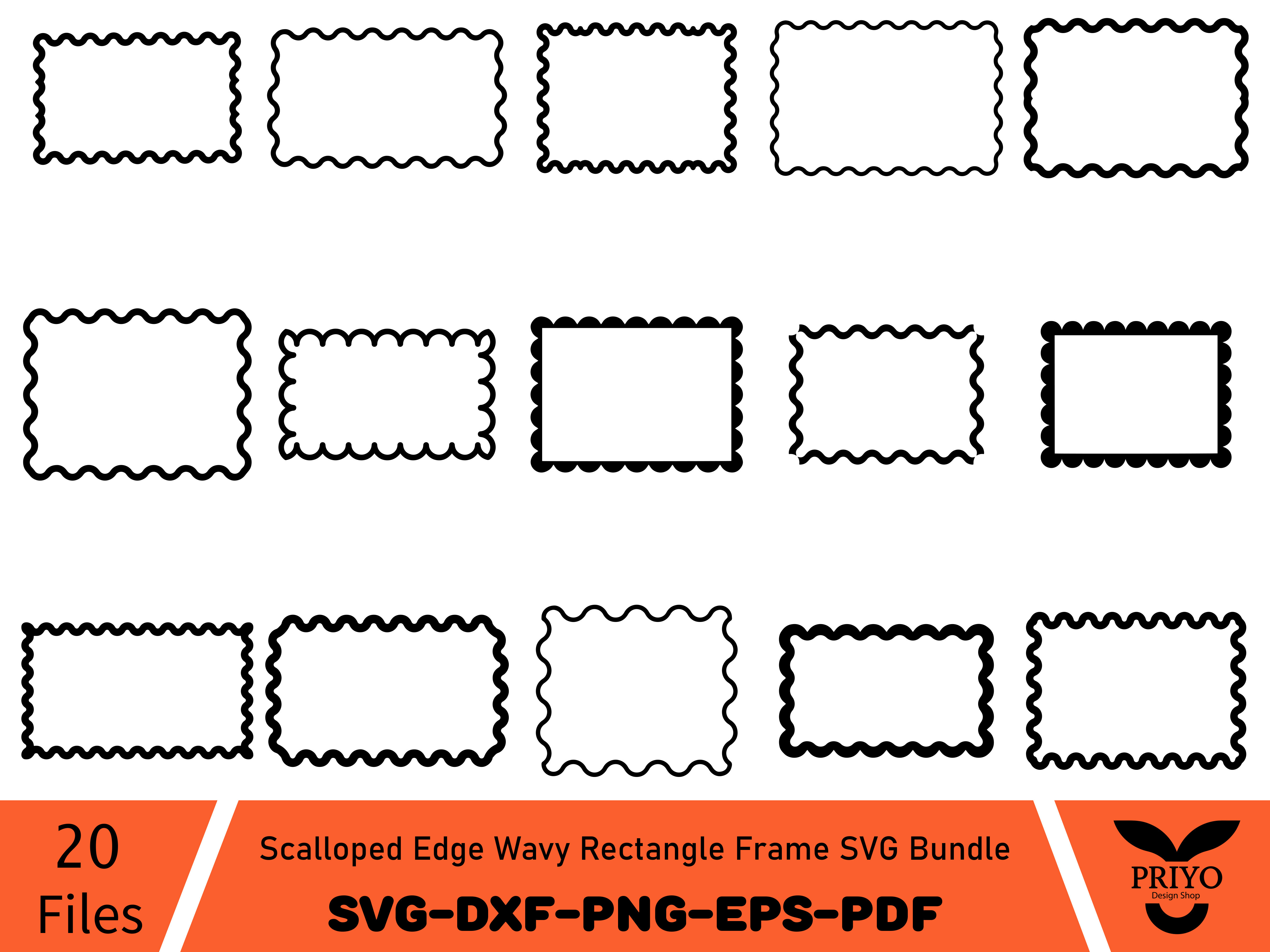 Scalloped Edge Wavy Rectangle Frame SVG