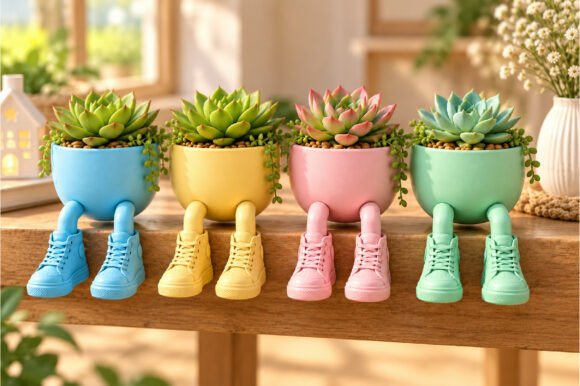 Sneaker Leg Plant Pot 3D STL – Cute Printable Succulent Planter - Image 1
