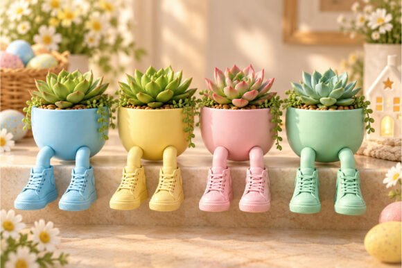 Sneaker Leg Plant Pot 3D STL – Cute Printable Succulent Planter - Image 2