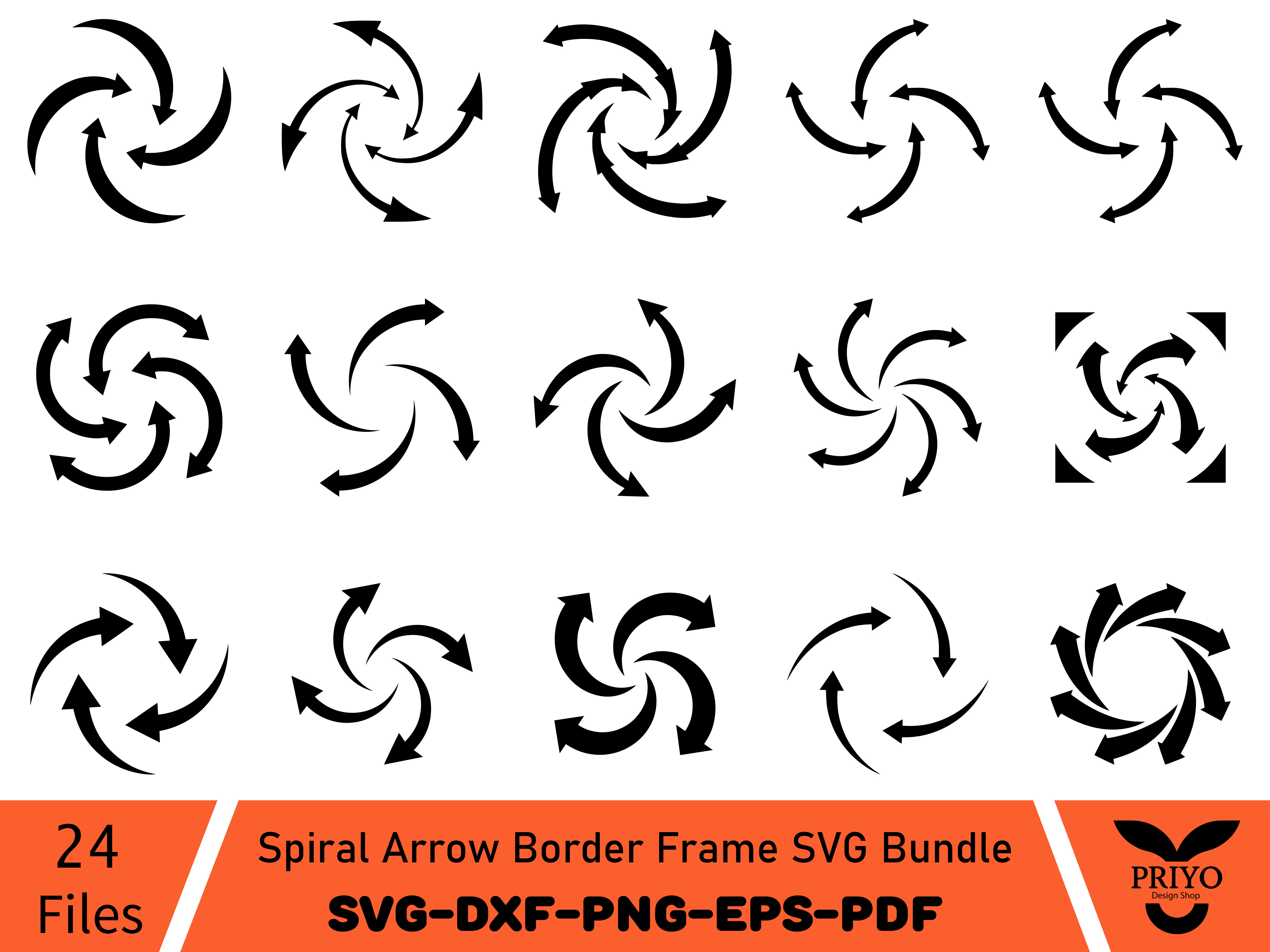 Spiral Arrow Border Frame SVG Bundle
