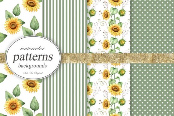 Sunflower Watercolor Seamless Pattern