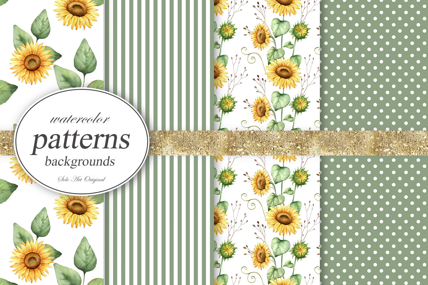 Sunflower Watercolor Seamless Pattern