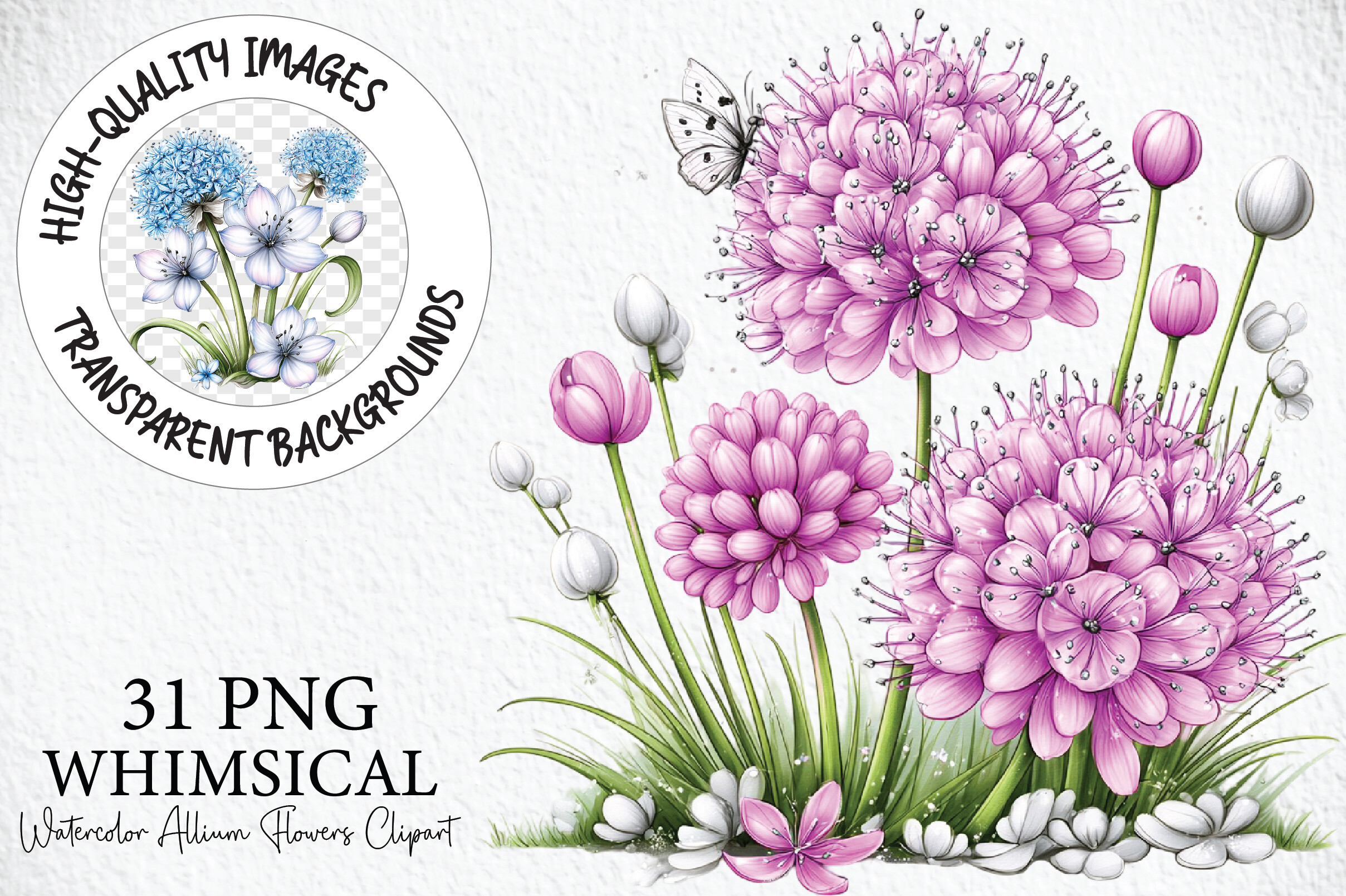 Watercolor Allium Flowers Clipart Bundle Graphic by Craft Art ...