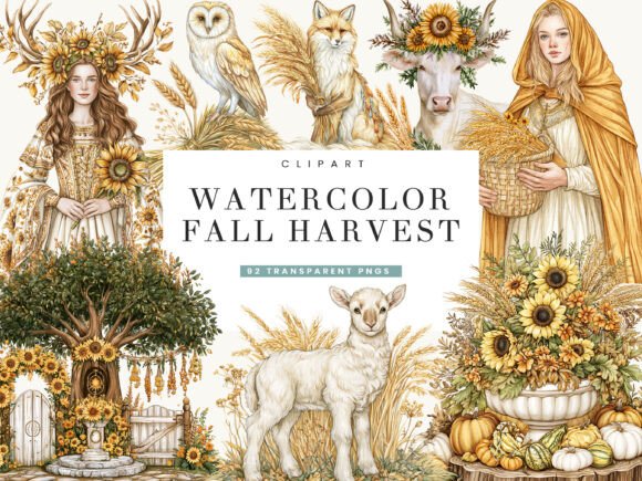 Watercolor Fall Harvest Clipart