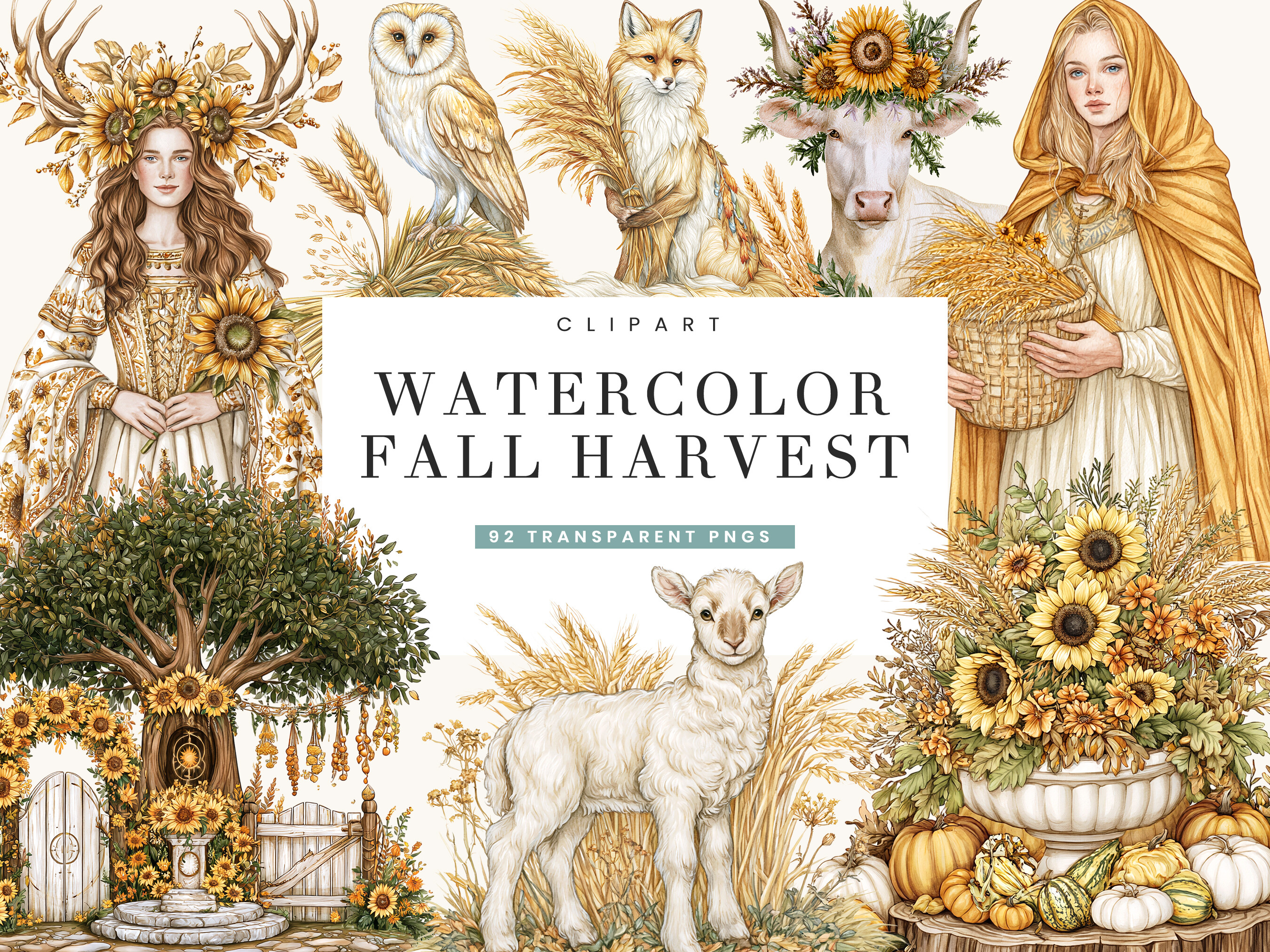 Watercolor Fall Harvest Clipart