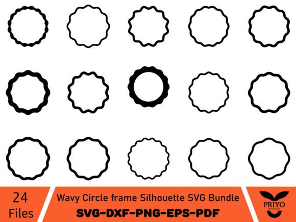 Wavy Circle Frame Silhouette SVG Bundle