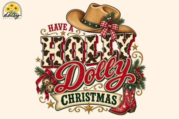 Western Cowgirl Christmas PNG