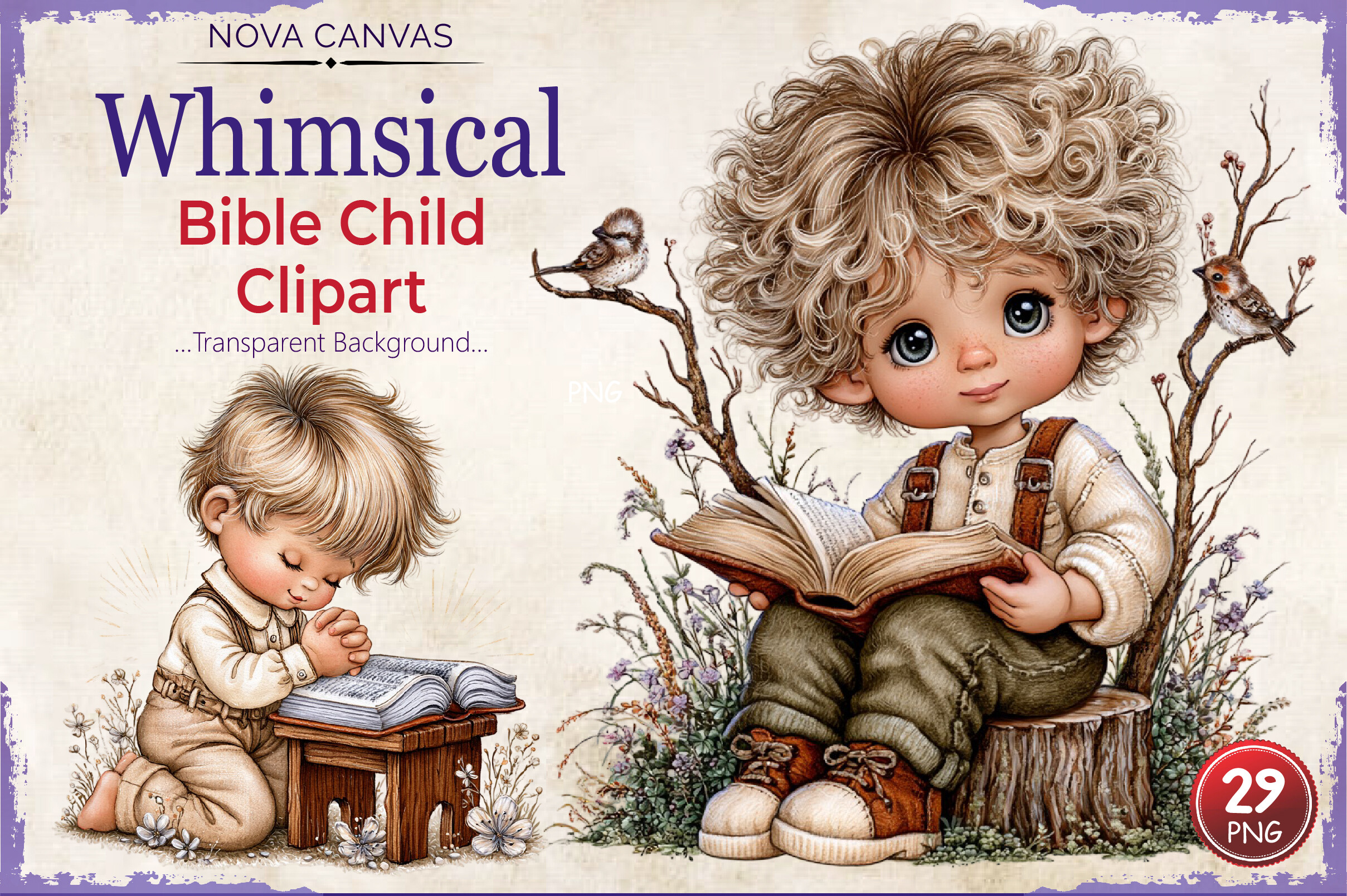 Whimsical Bible Child Clipart PNG Graphic by NovaCanvas · Creative Fabrica