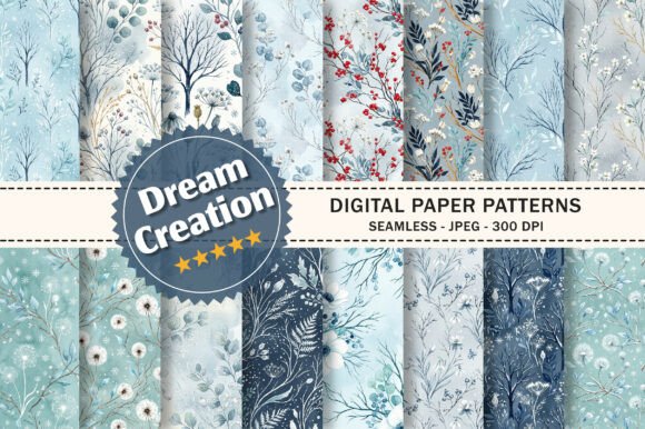 Winter Frost Garden Seamless Pattern