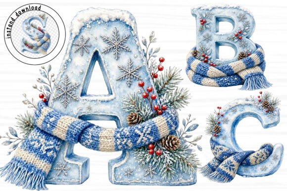 Winter Snow Christmas Alphabet Clipart