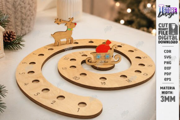 Wooden Christmas Advent Calendar Laser (Design 1) laser cut file