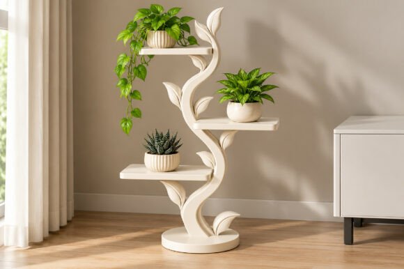 Leaf Vine Display Shelf STL – 3D Printable Botanical Wall Shelf - Image 1