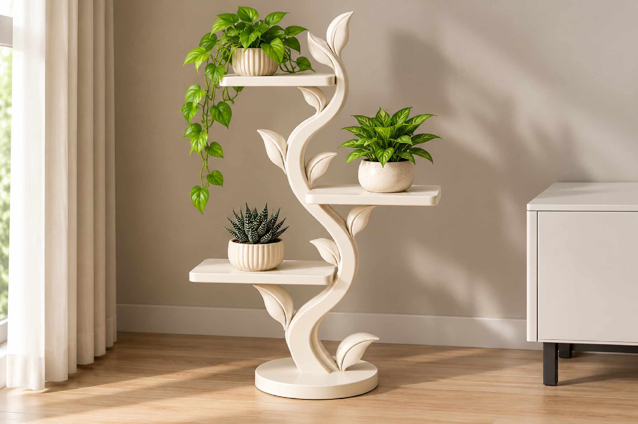 Leaf Vine Display Shelf STL – 3D Printable Botanical Wall Shelf - Image 4