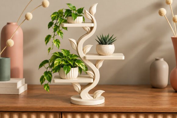 Leaf Vine Display Shelf STL – 3D Printable Botanical Wall Shelf - Image 3